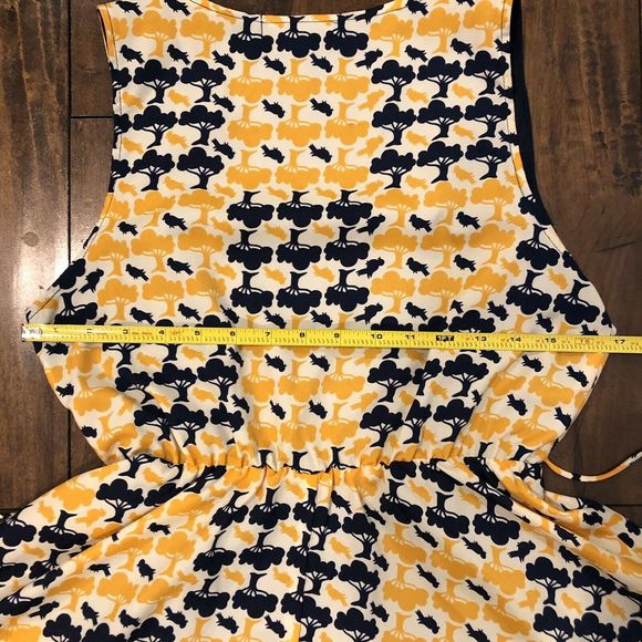 LIVING DOLL vintage yellow blue pocket dress M - Picture 7 of 8